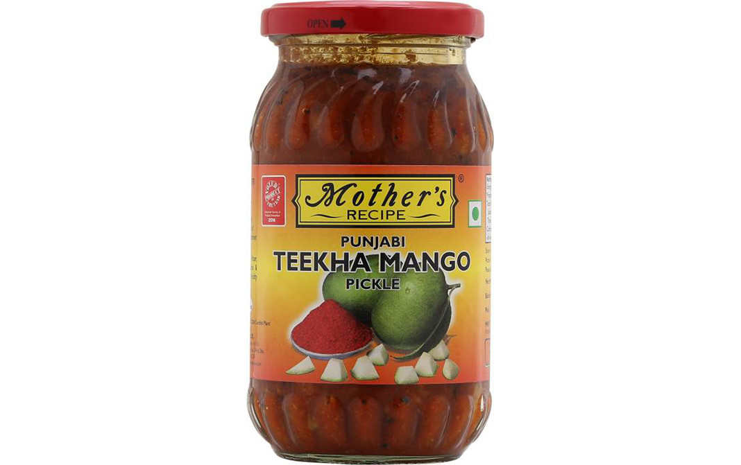 Mother's Recipe Punjabi Teekha Mango Pickle  Glass Jar  400 grams